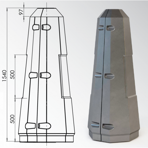 Цоколь восьмигранный стеклопластиковый А1 380х1540 мм в Оренбурге

